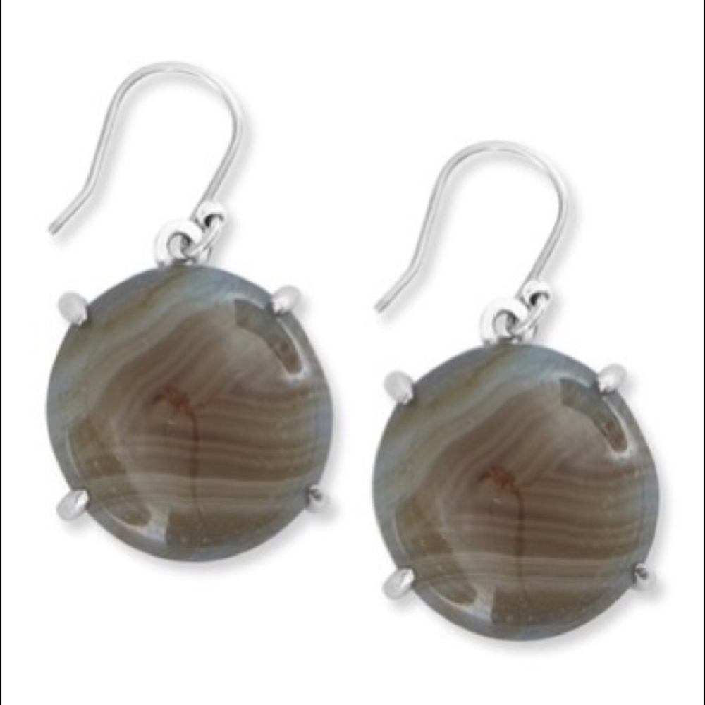 Lucky Brand Prong Set Round Agate Drop Earrings